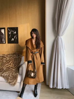 Top quality winter luxury long plus size long cashmere wool coats women
