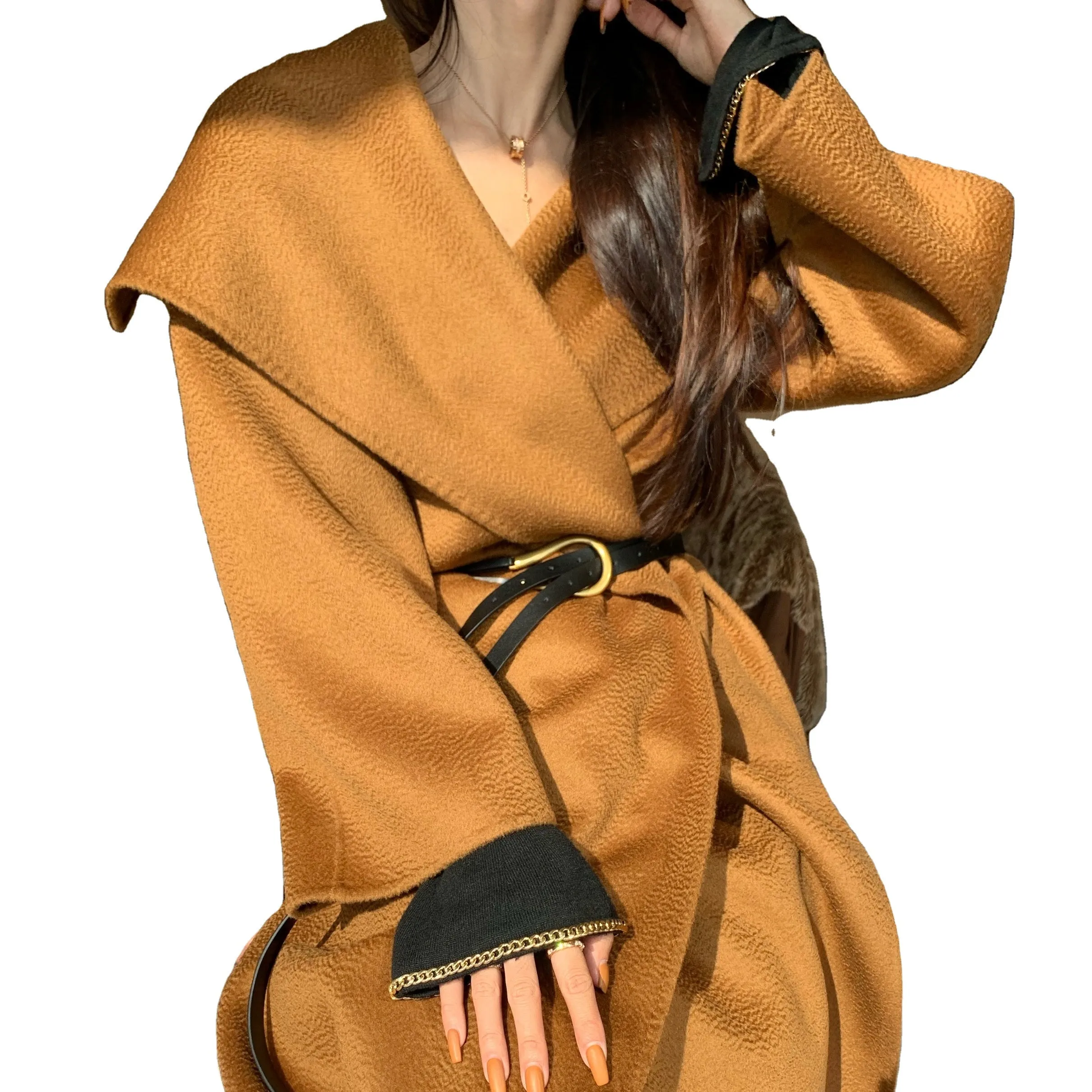 Top quality winter luxury long plus size long cashmere wool coats women