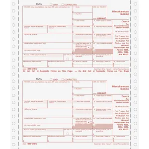 TOPS 4-Part Continuous 1099 Misc. Forms