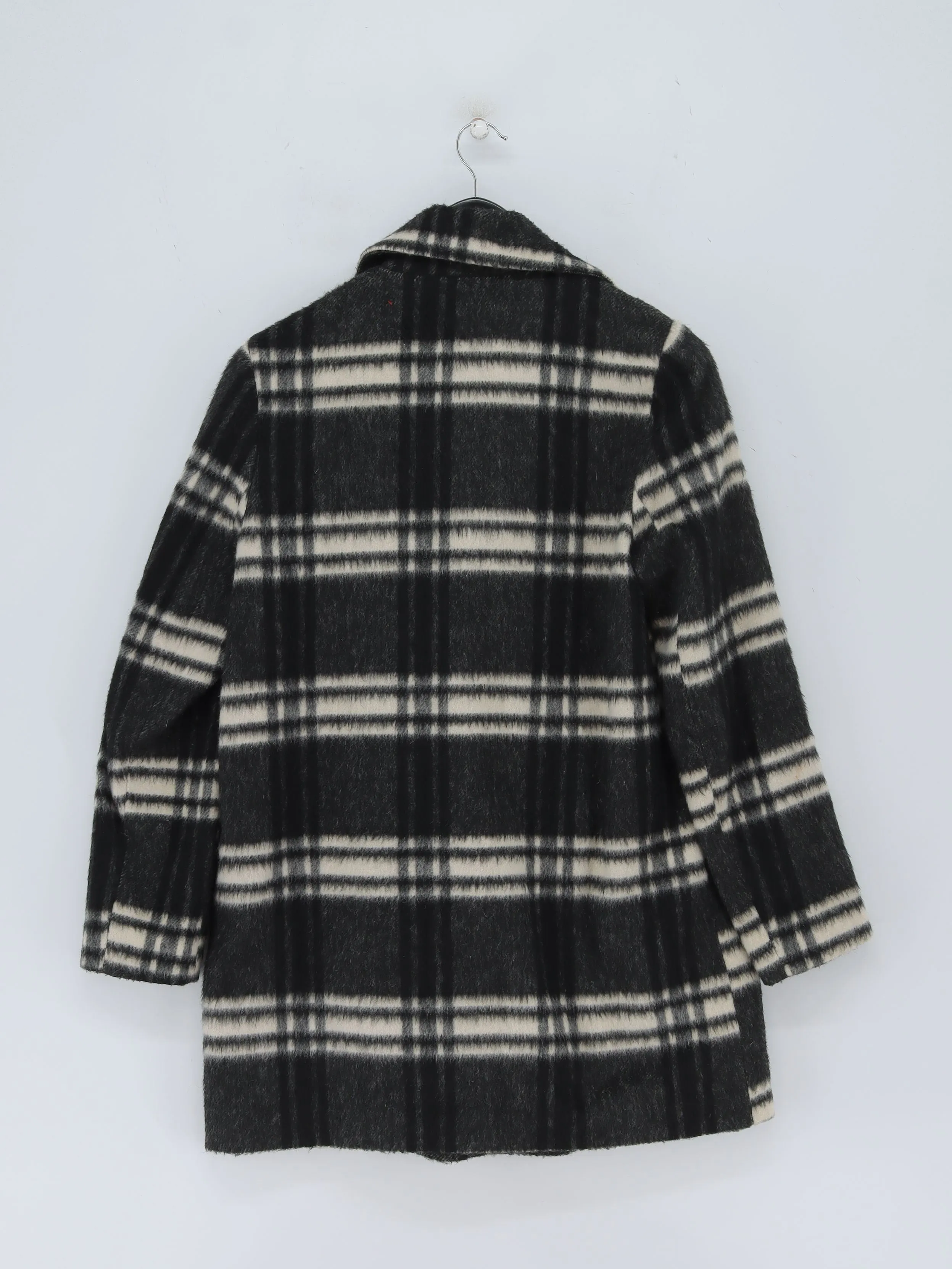 Topshop Women's Coat UK 10 Black Wool with Acrylic, Nylon, Other, Polyester