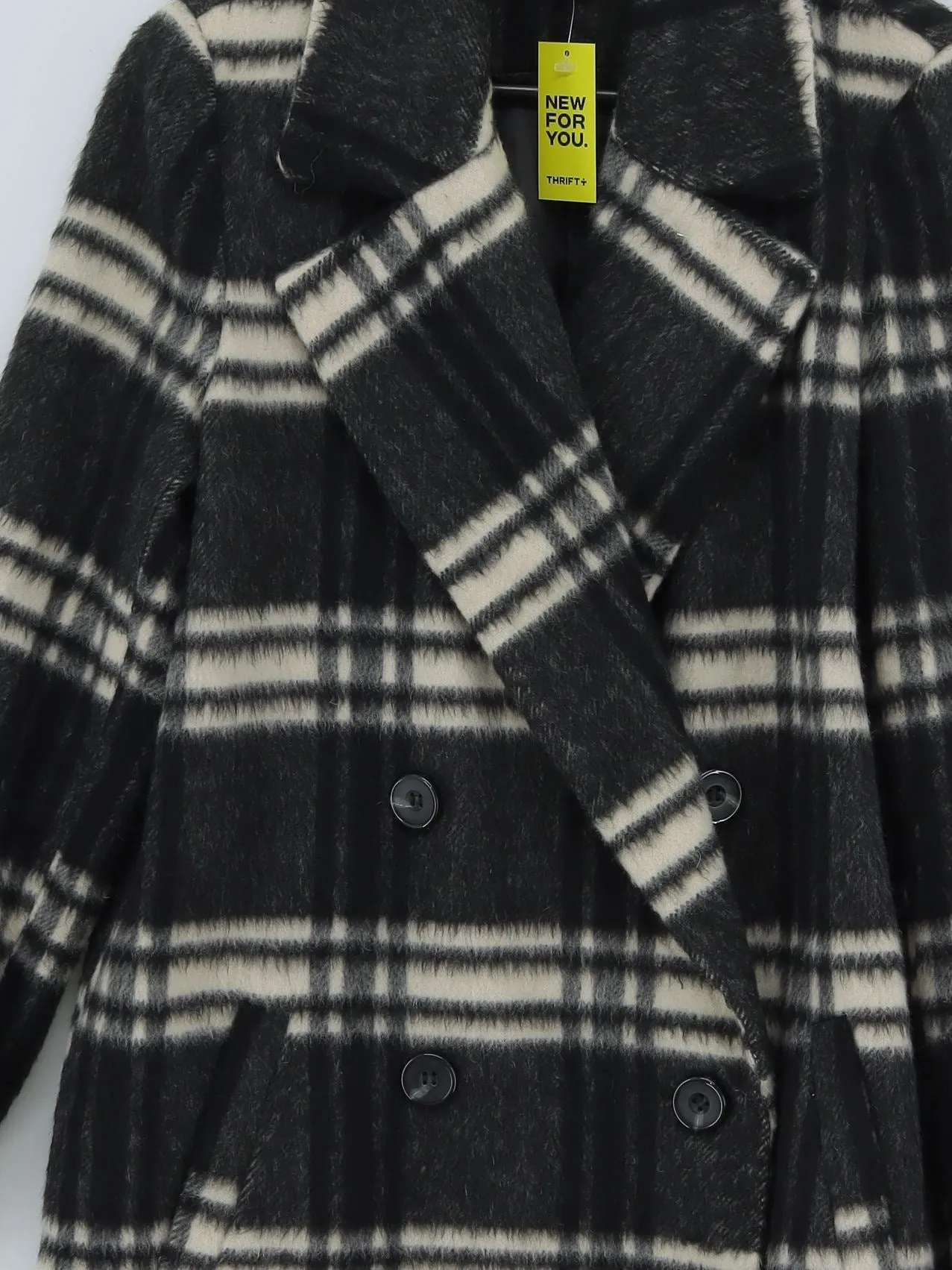 Topshop Women's Coat UK 10 Black Wool with Acrylic, Nylon, Other, Polyester
