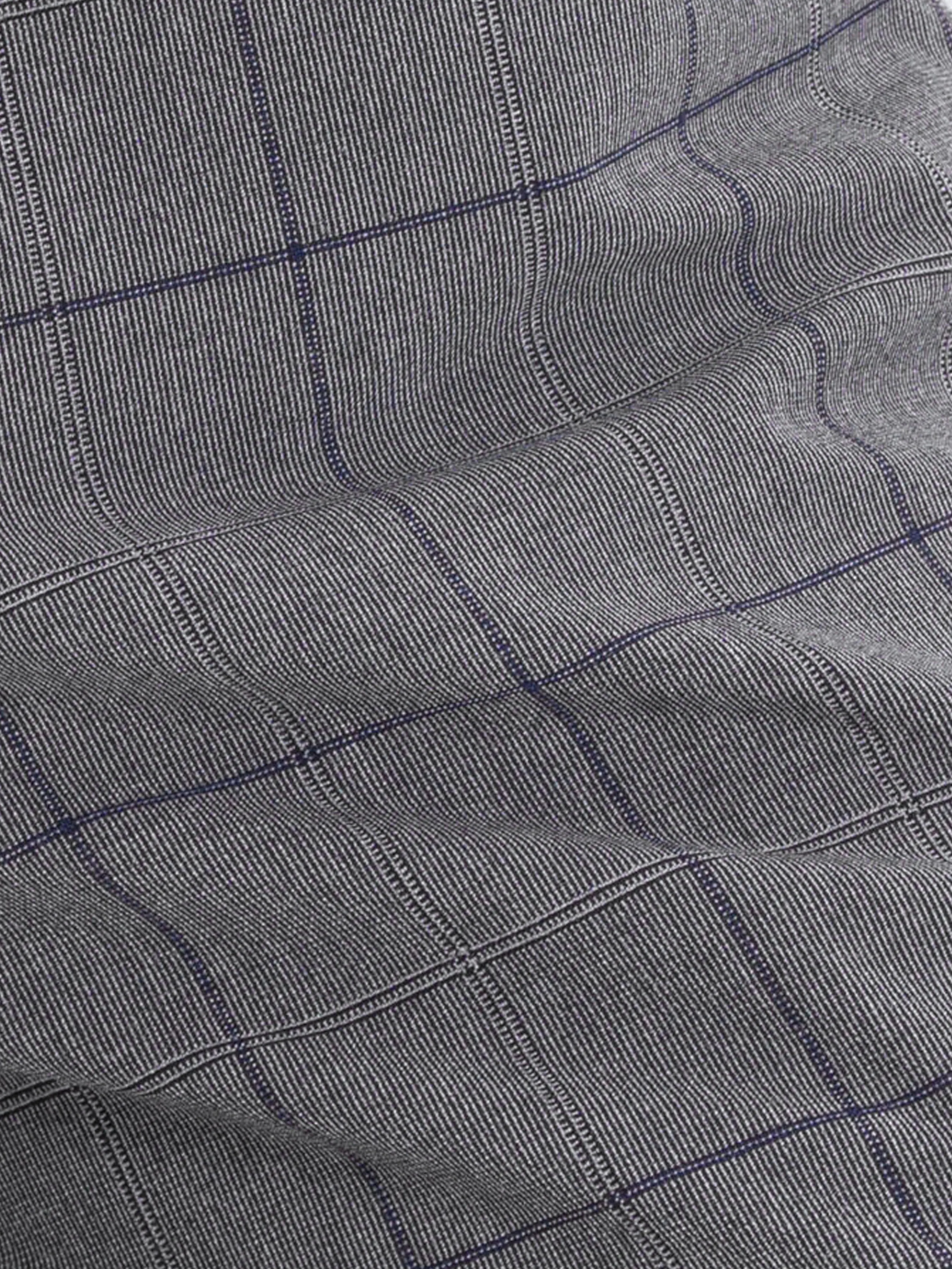 Trousers With Belt Loop - Dark Grey With Blue Line Windowpane Checkered (Slim Straight)