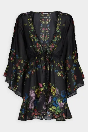 Tunia Kaftan in Garden Black Print