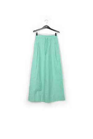 Turquoise jacquard wide-leg pants