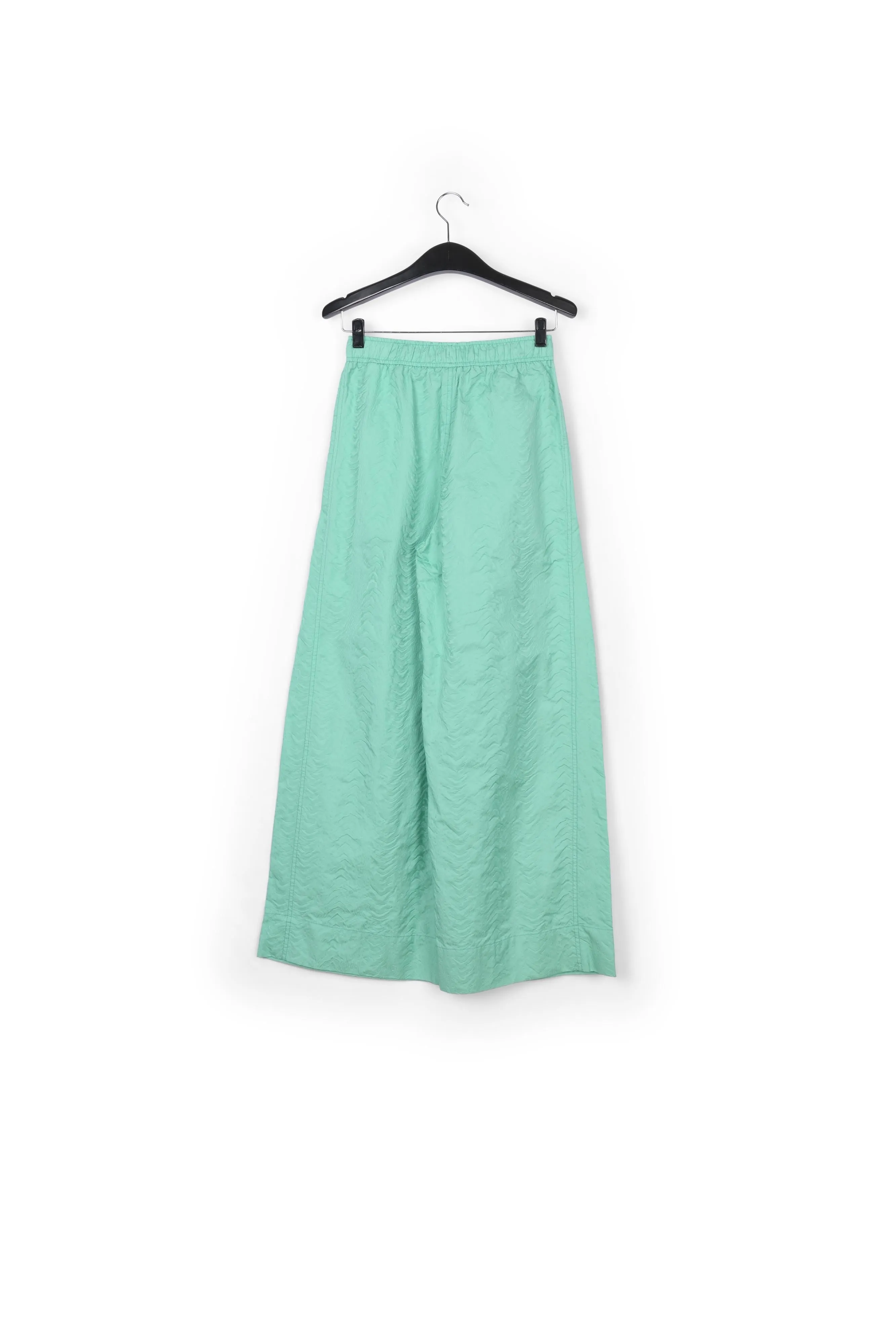 Turquoise jacquard wide-leg pants