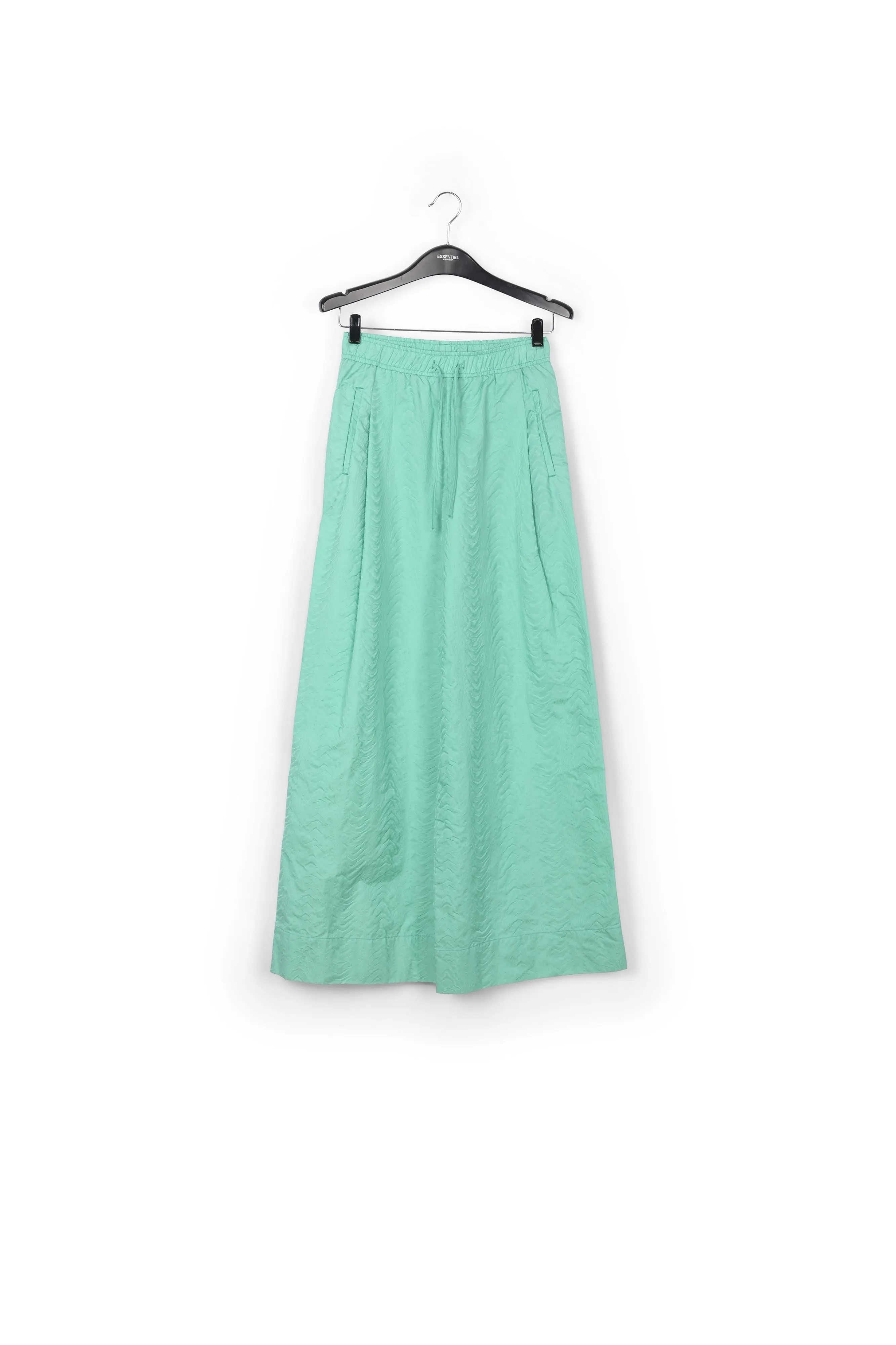 Turquoise jacquard wide-leg pants