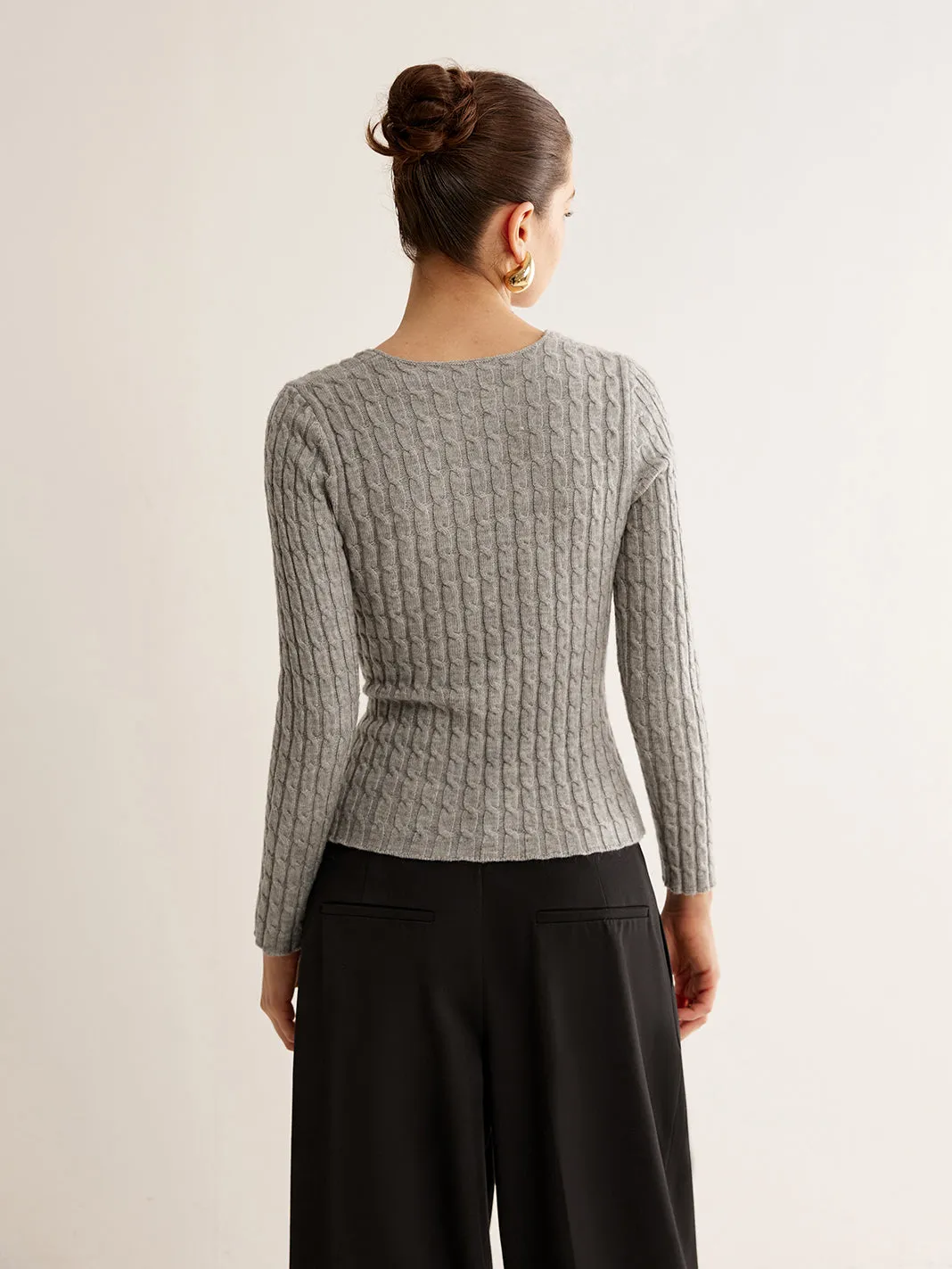 V-Neck Criss Cross Knit Top