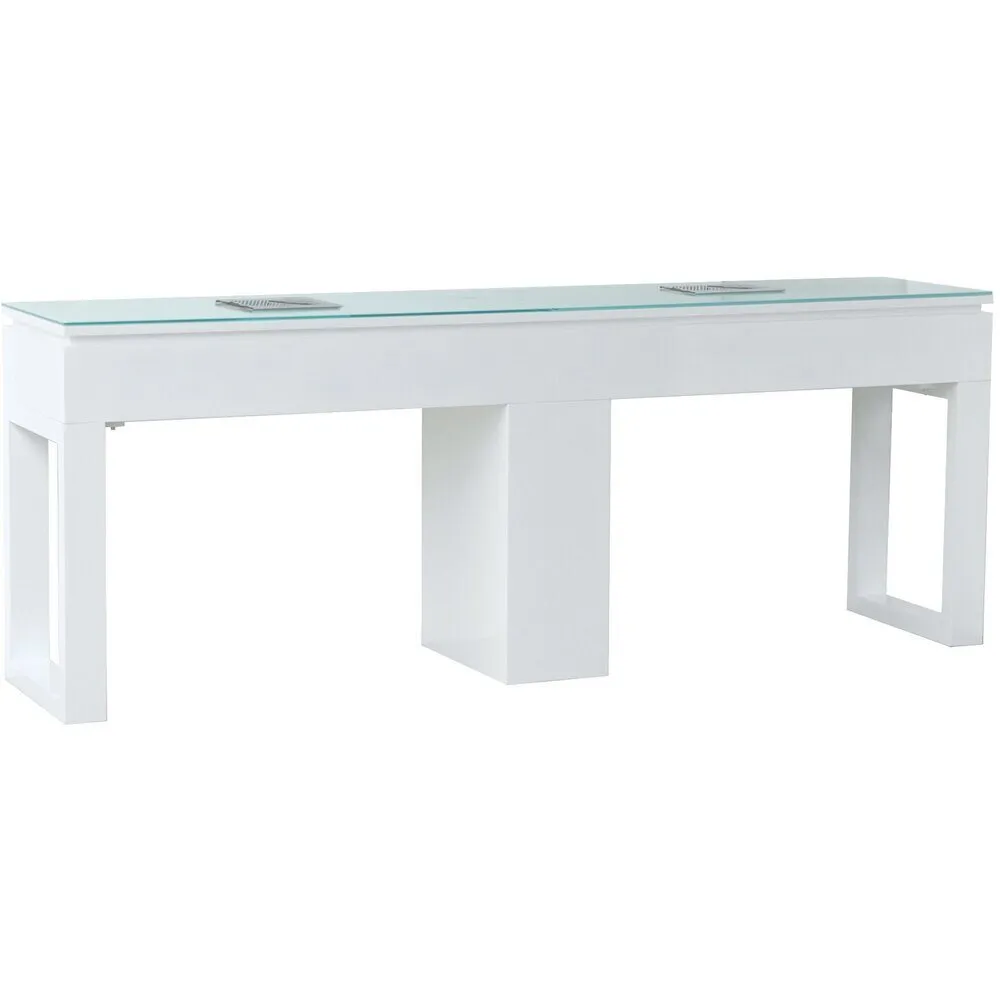 Valentino Lux Double Manicure Table with Tempered Glass Top / Available in Black or White by Whale Spa