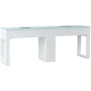 Valentino Lux Double Manicure Table with Tempered Glass Top / Available in Black or White by Whale Spa