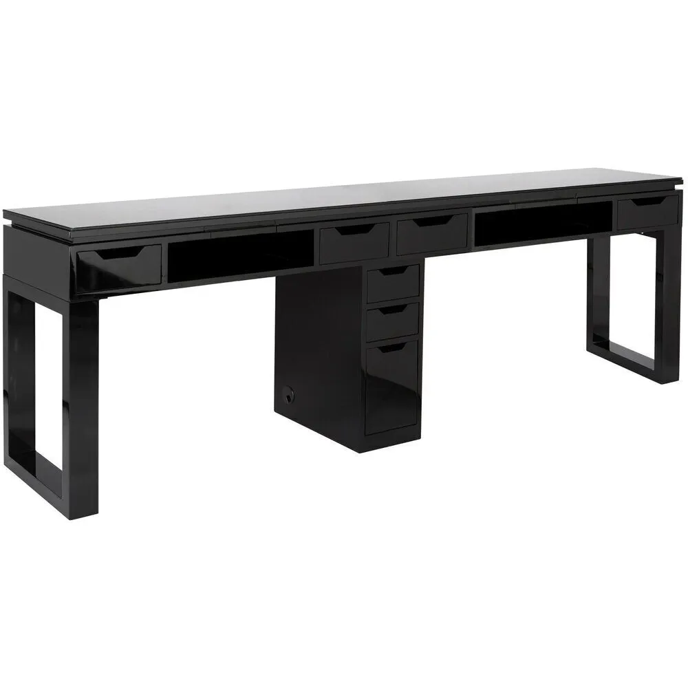 Valentino Lux Double Manicure Table with Tempered Glass Top / Available in Black or White by Whale Spa