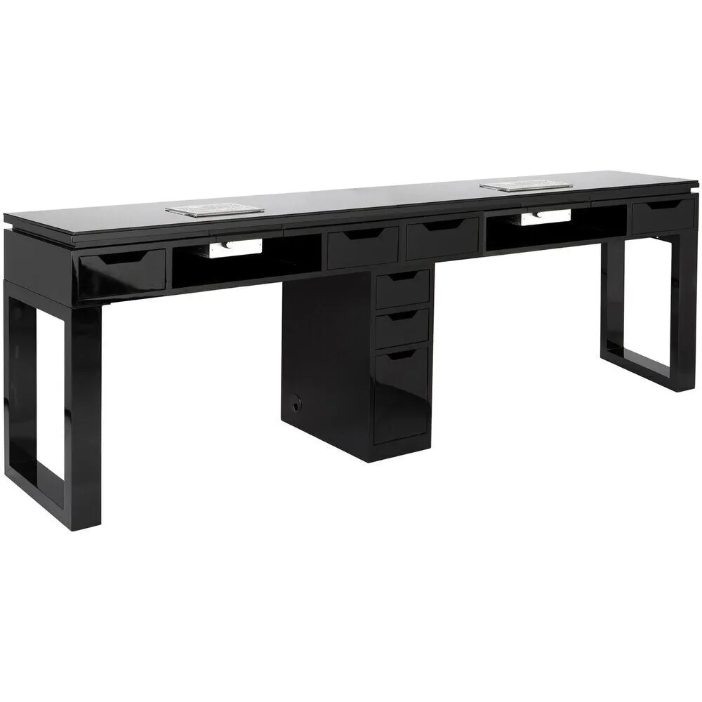 Valentino Lux Double Manicure Table with Tempered Glass Top / Available in Black or White by Whale Spa