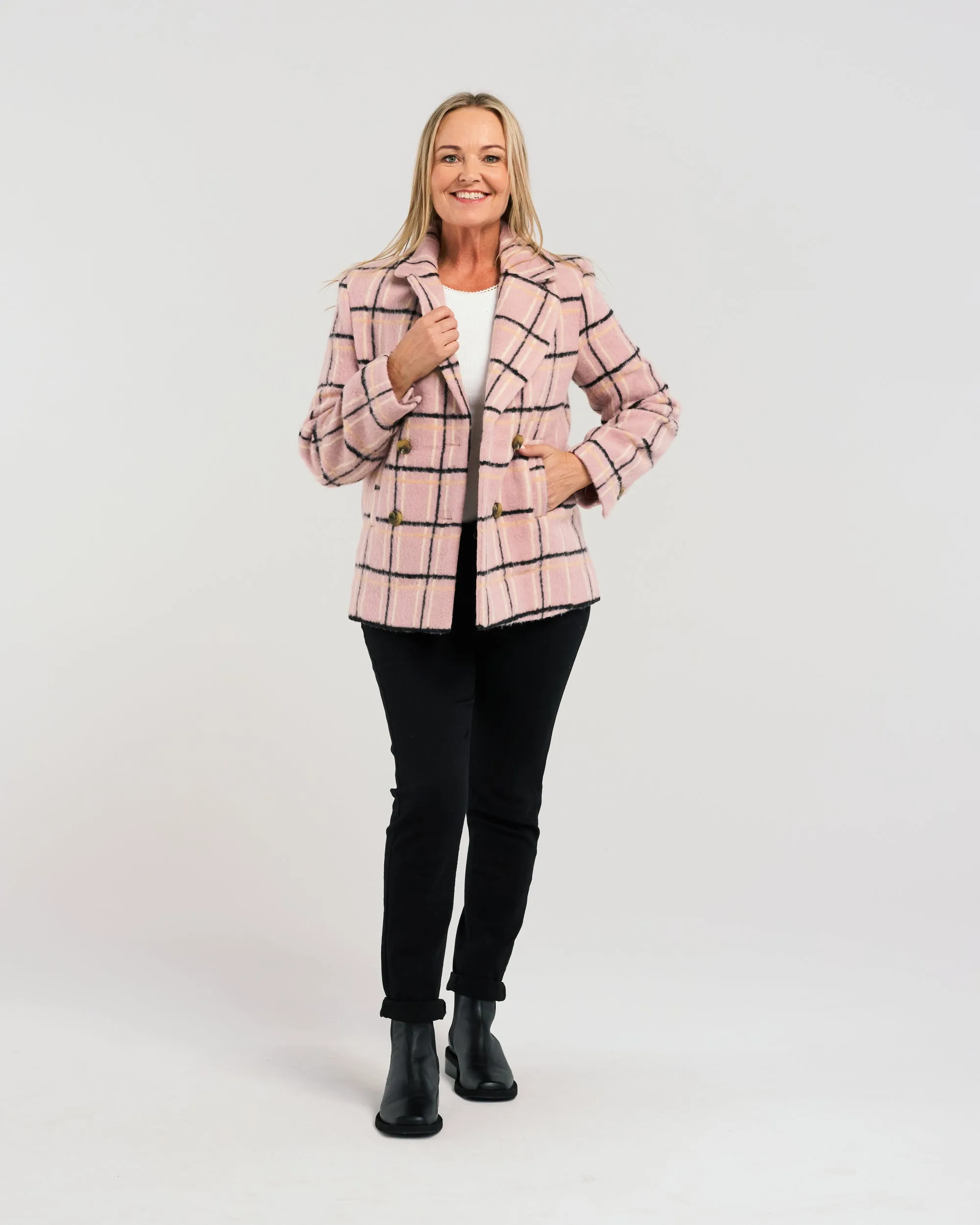 Veda coat Pink Plaid
