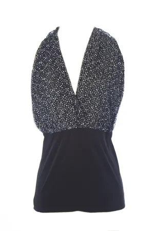 VENA CAVA Women's Black Mesh Polka Dot T-Black Blouse 60100 $240 NEW