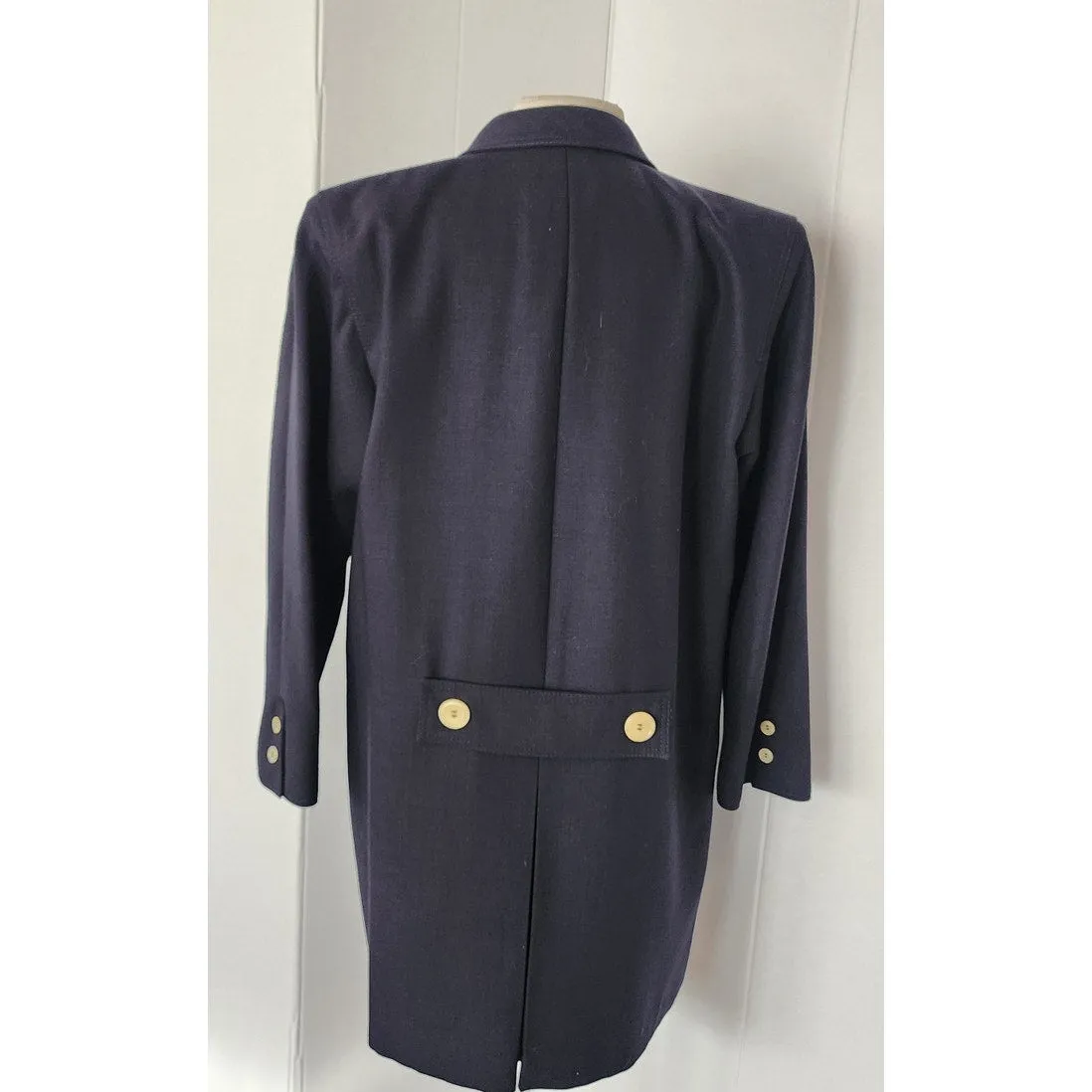 Vintage 80s Valentino Coat Black Double Breasted Black Wool M/L