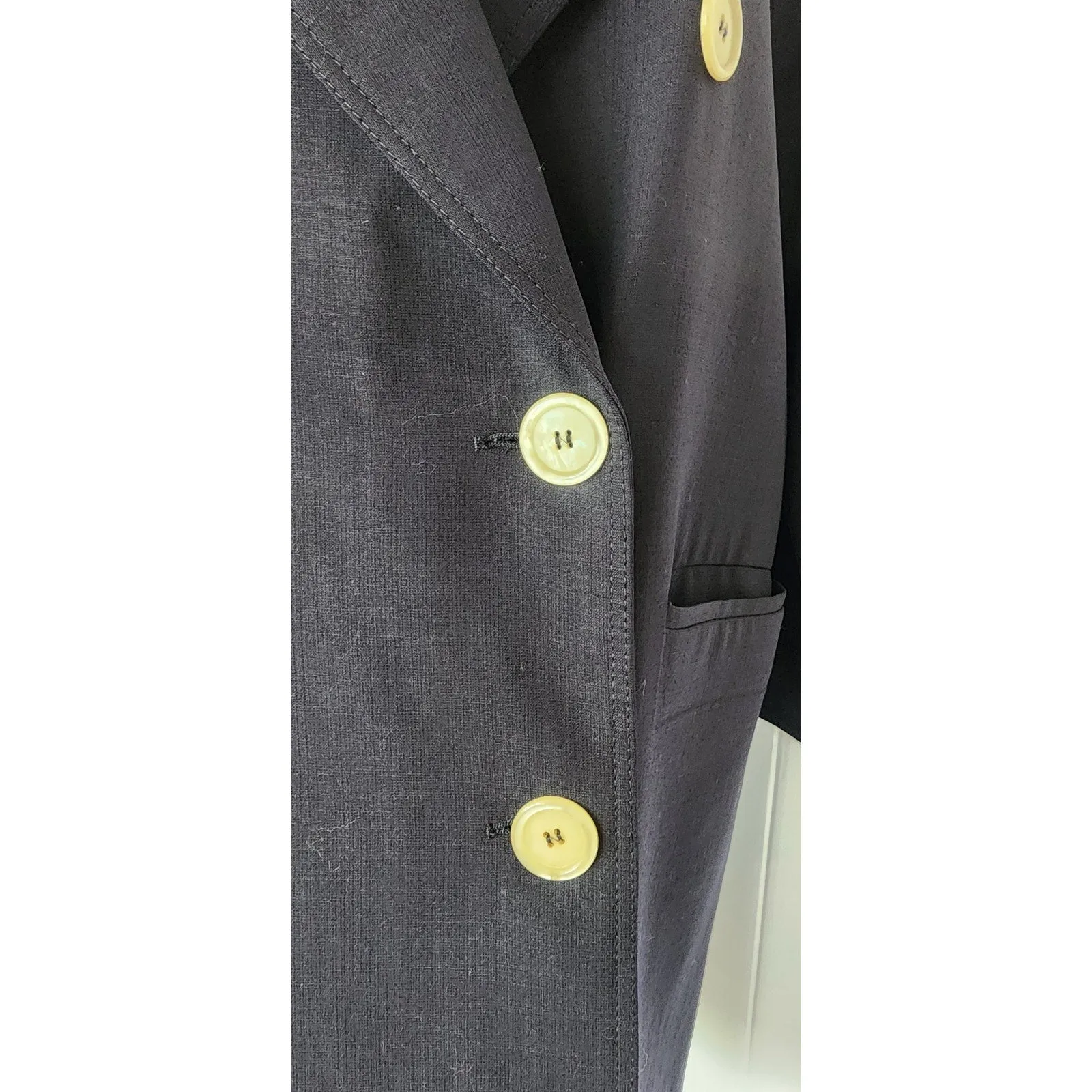 Vintage 80s Valentino Coat Black Double Breasted Black Wool M/L