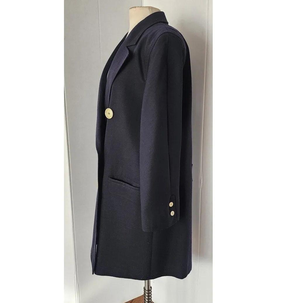 Vintage 80s Valentino Coat Black Double Breasted Black Wool M/L