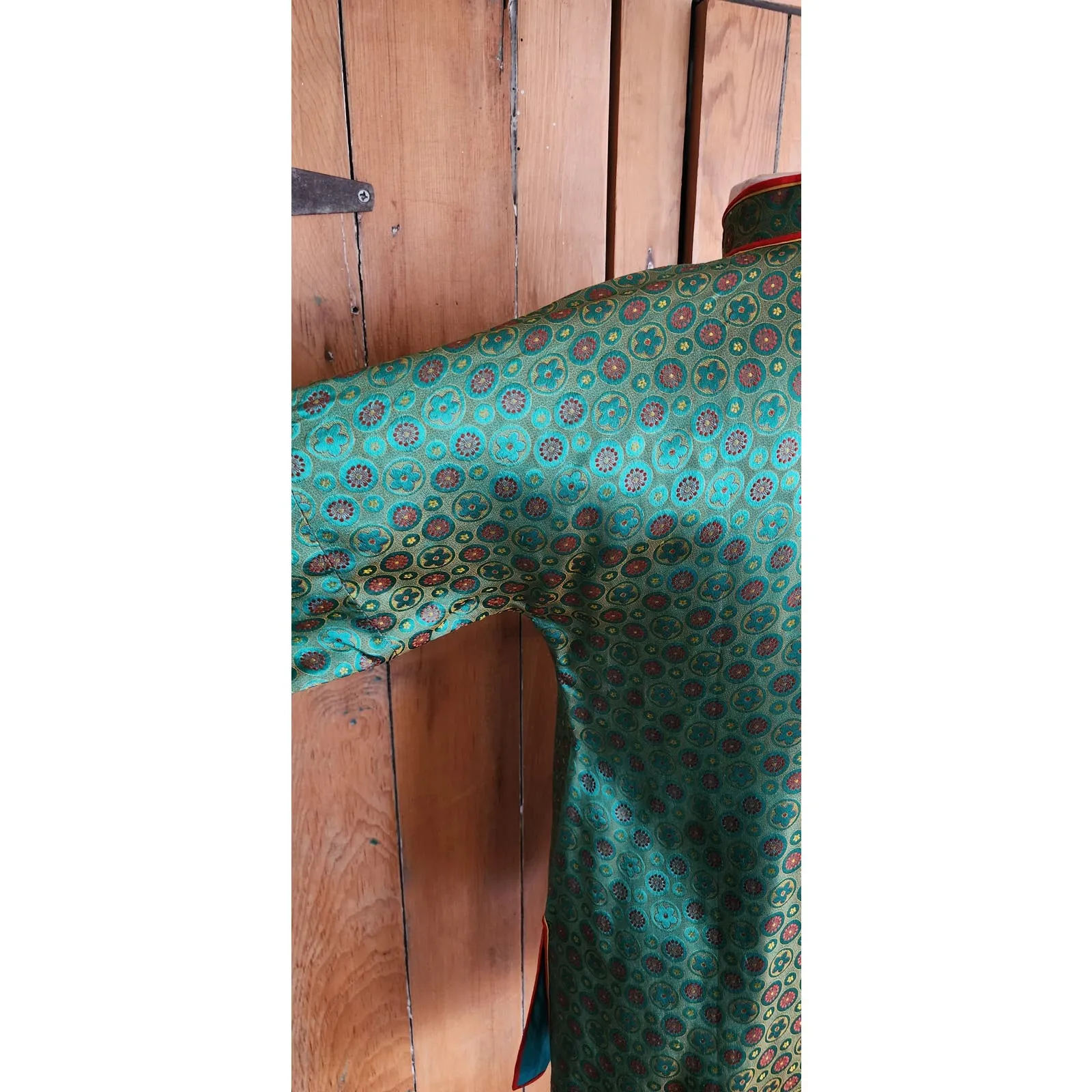 Vintage Chinese Style Jacket Tunic Green Silkprint