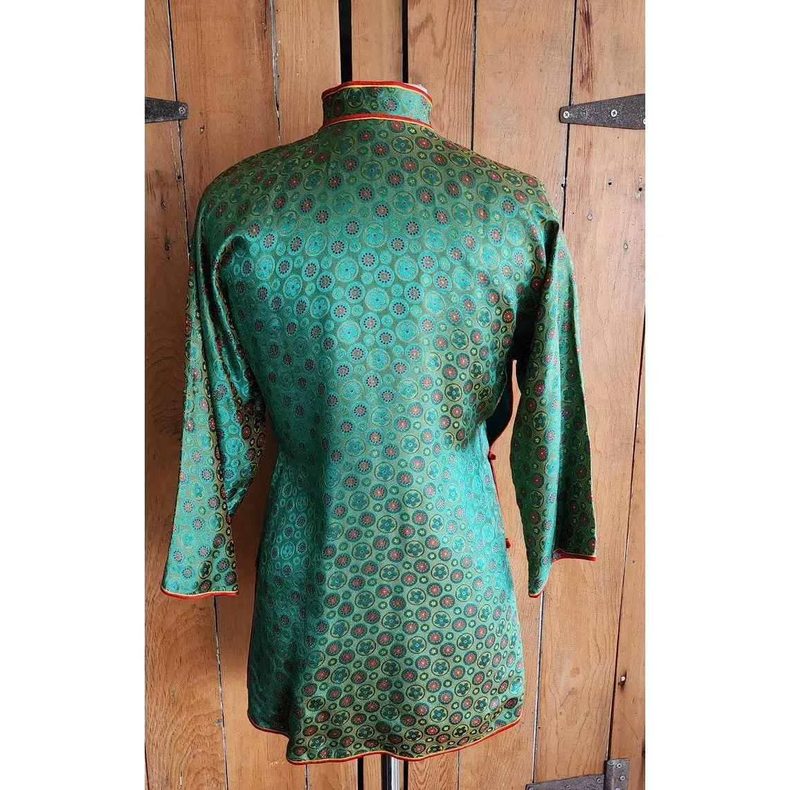 Vintage Chinese Style Jacket Tunic Green Silkprint