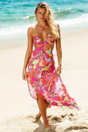 VIVI IL MOMENTO - Drawstring Cut Out Long Dress • Multicolor