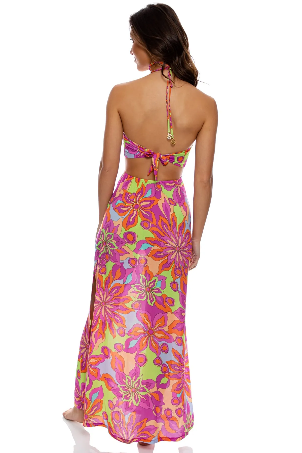 VIVI IL MOMENTO - Drawstring Cut Out Long Dress • Multicolor