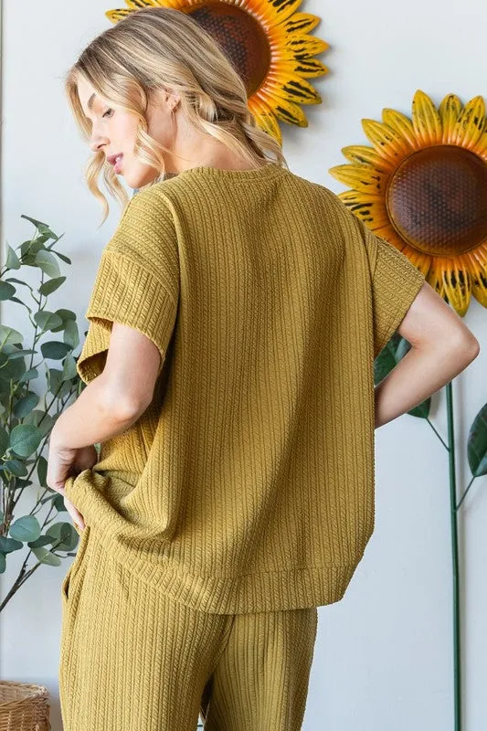 Waffle Texture Knit Pant and Top Set