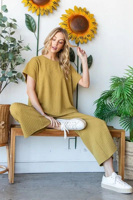 Waffle Texture Knit Pant and Top Set