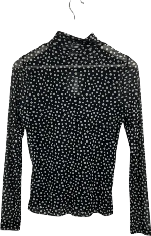 Whistles Black Mesh Polka Dot Top UK 12
