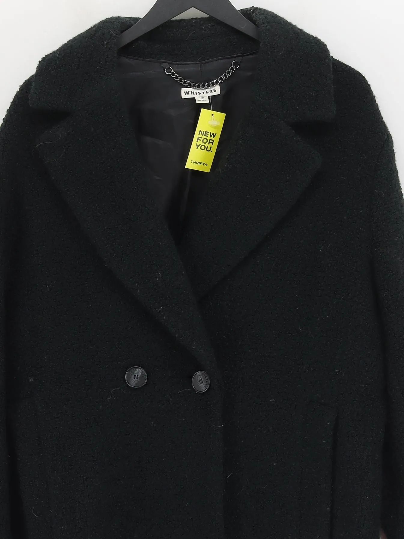 Whistles Women's Coat S Black Acrylic with Polyamide, Wool