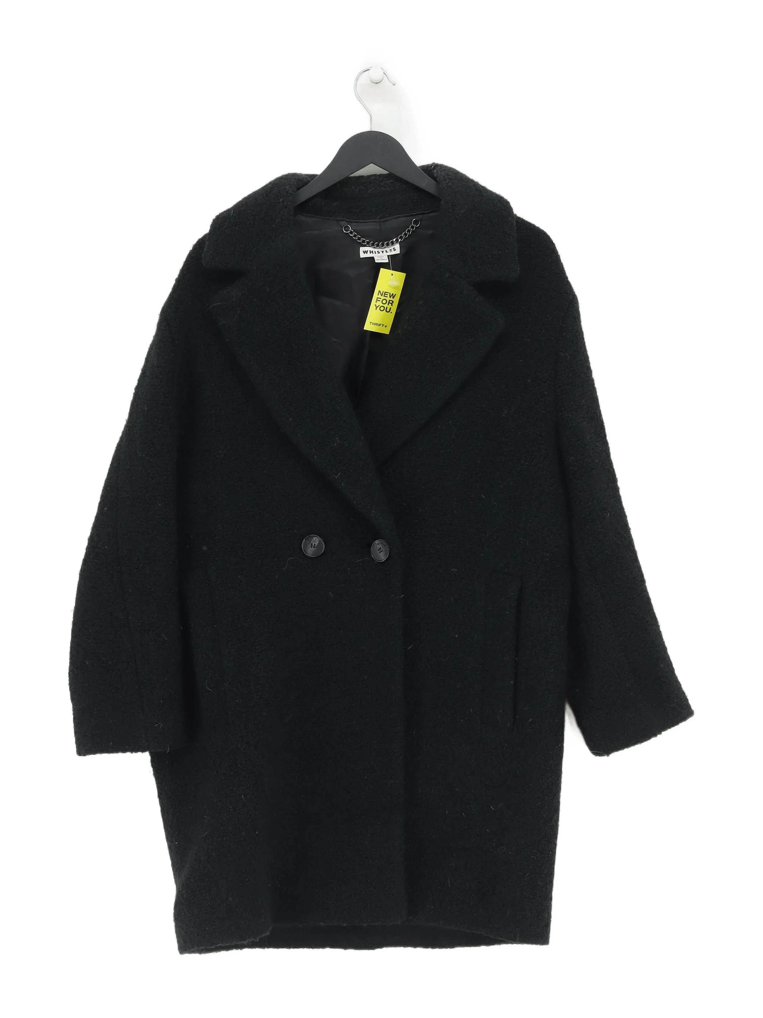 Whistles Women's Coat S Black Acrylic with Polyamide, Wool