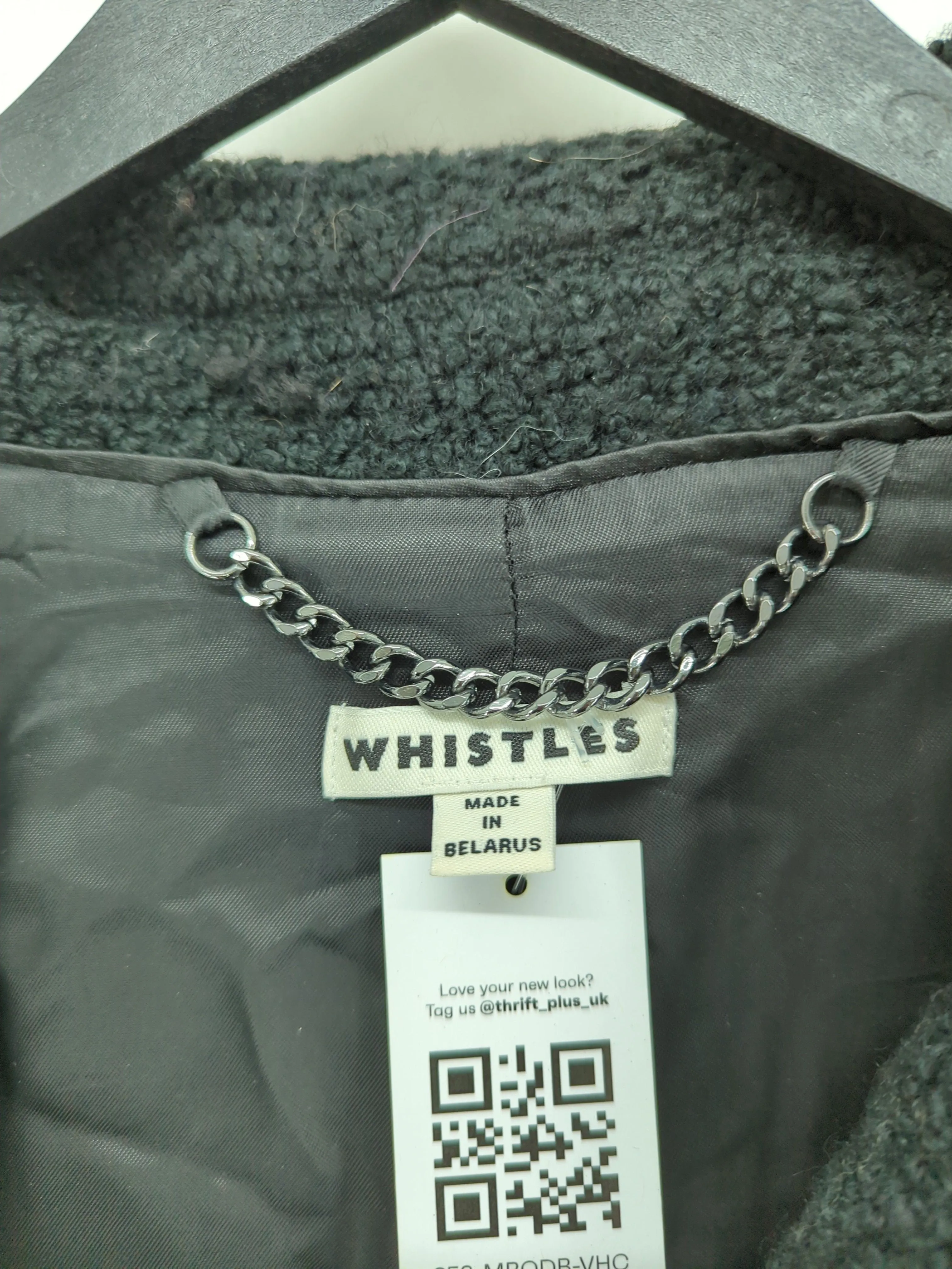 Whistles Women's Coat S Black Acrylic with Polyamide, Wool