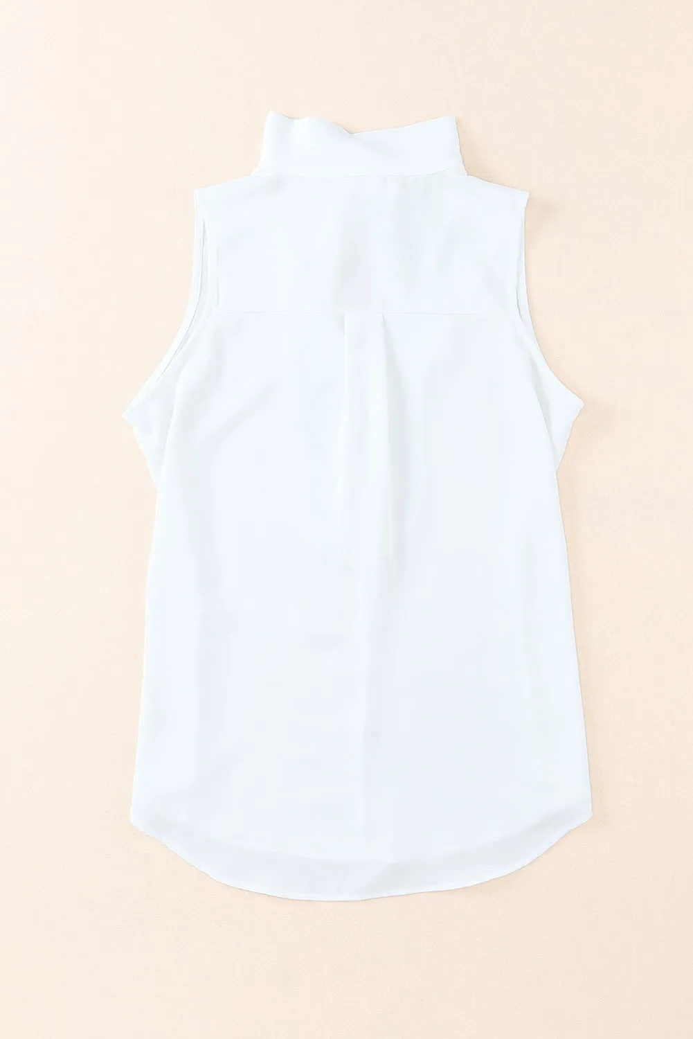 White Bow Tie V Neck Casual Sleeveless Shirt