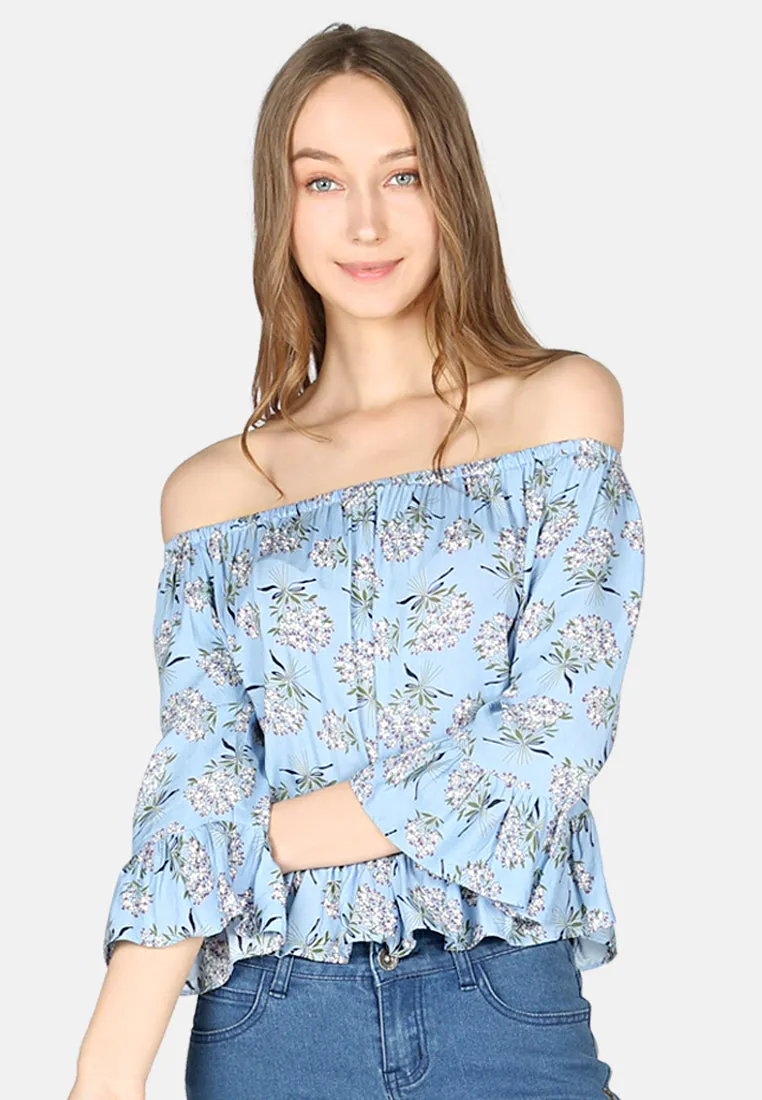 White Polka Dot Off Shoulder Top