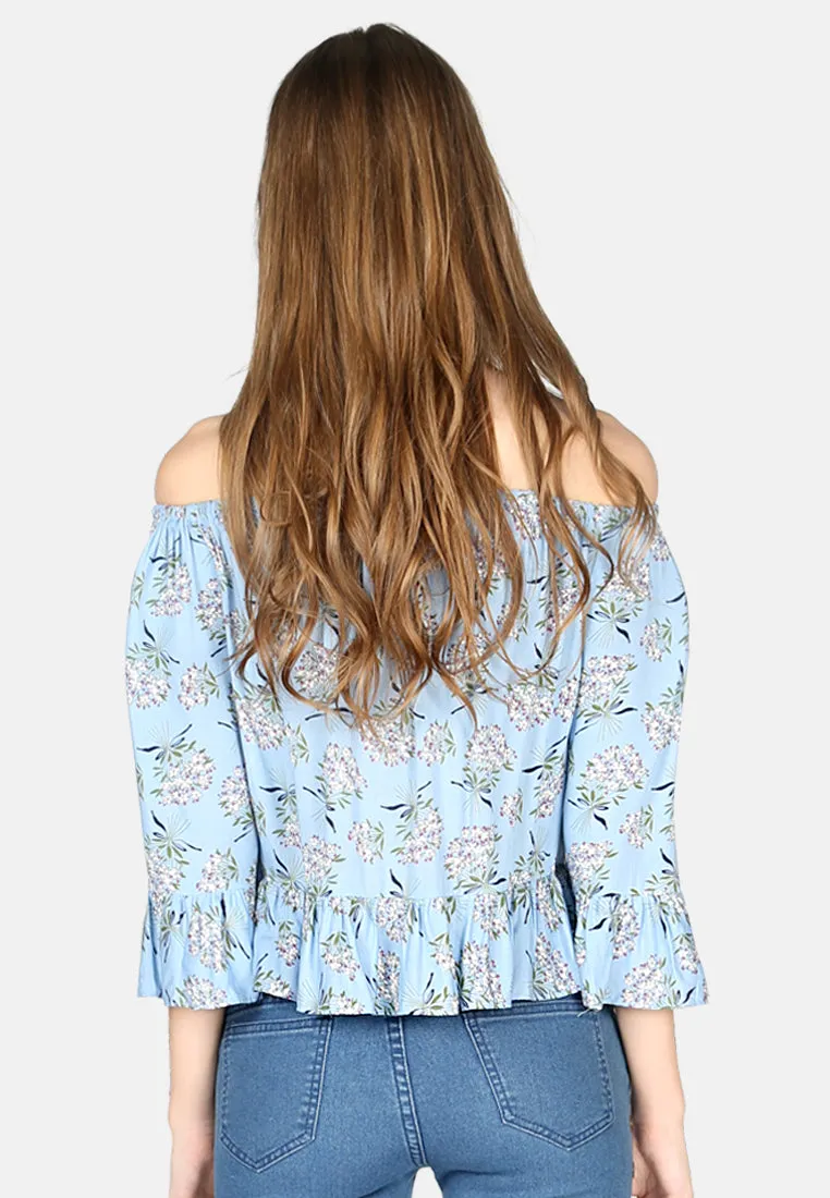 White Polka Dot Off Shoulder Top