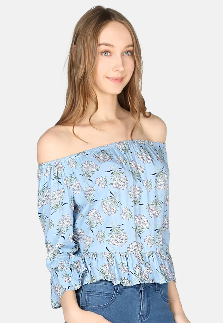 White Polka Dot Off Shoulder Top