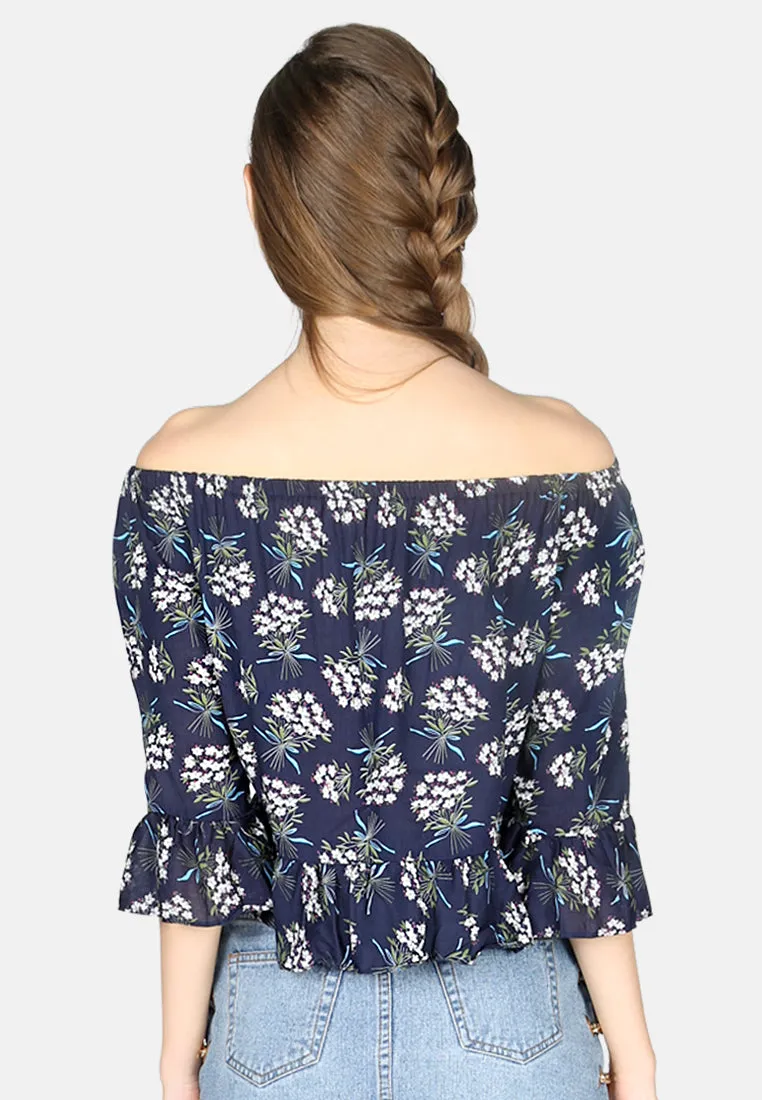White Polka Dot Off Shoulder Top