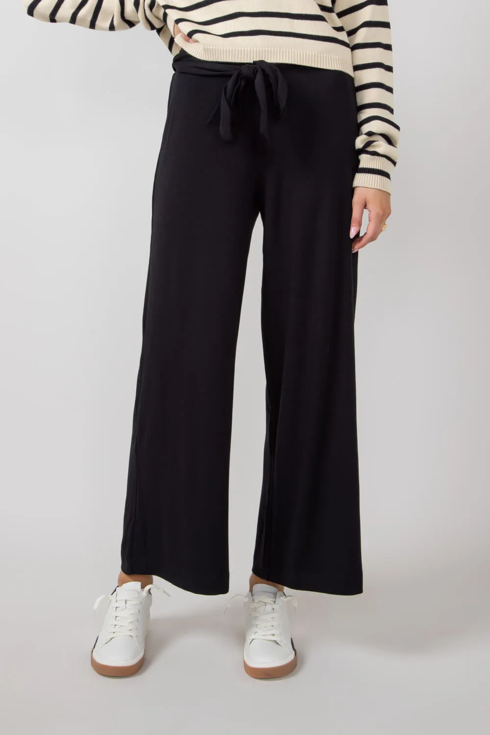 Wide Leg Bow Tie Pants for Women in Black | 42611-BLACK