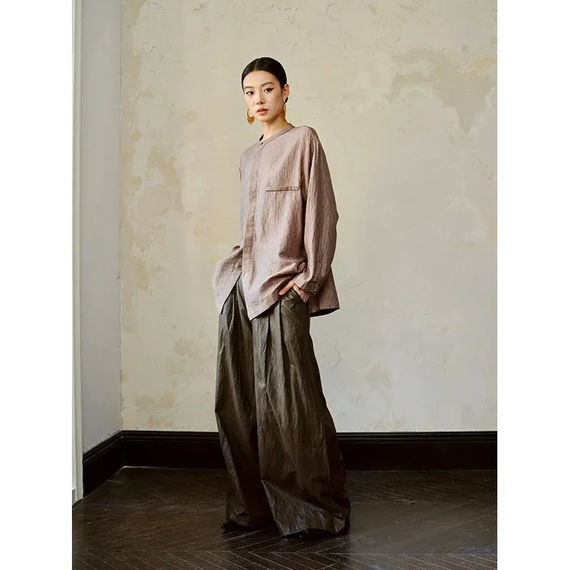 Wide-Leg Faux Leather Pants