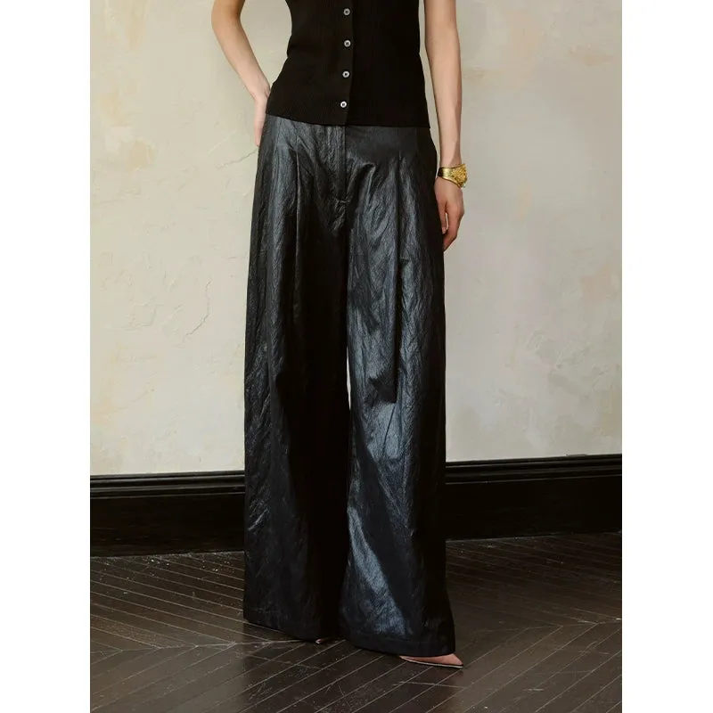 Wide-Leg Faux Leather Pants