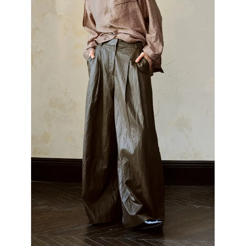 Wide-Leg Faux Leather Pants