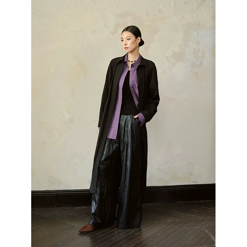 Wide-Leg Faux Leather Pants
