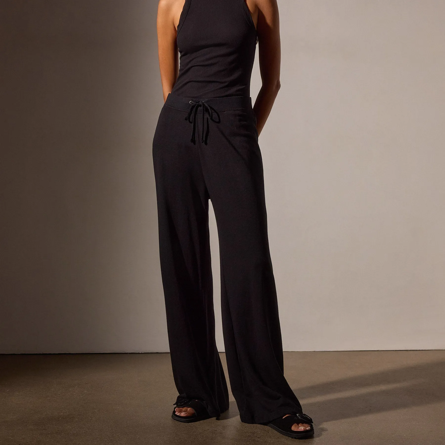 Wide Leg Sweatpant - Black