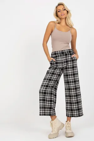 Women checkered fabric trousers