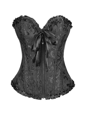 Women Corset Tops Bustier Over bust Floral Lace Tie-Up Strapless Tube Tops Vintage Court Gown Lingerie Body shaper Tops
