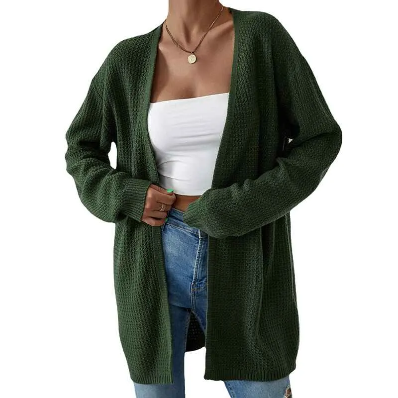 Womens Casual Long Sleeve Cable Knit Sweater Cardigan Loose Open Front Outwear K381