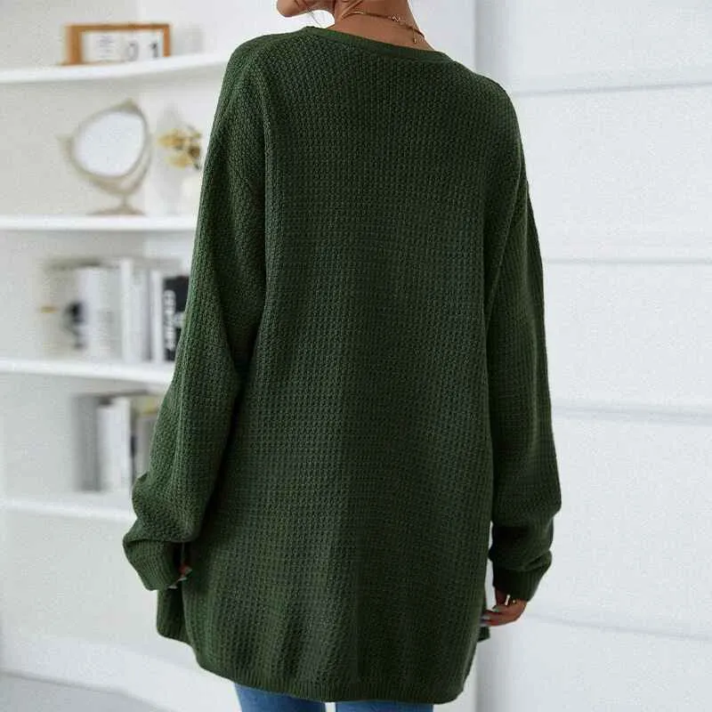 Womens Casual Long Sleeve Cable Knit Sweater Cardigan Loose Open Front Outwear K381