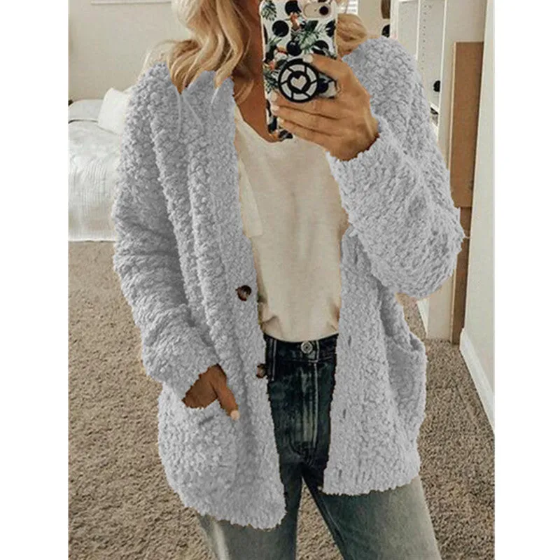 Women's Fashion Casual Sweater Jacket Plus Size Top Pink Color Coats