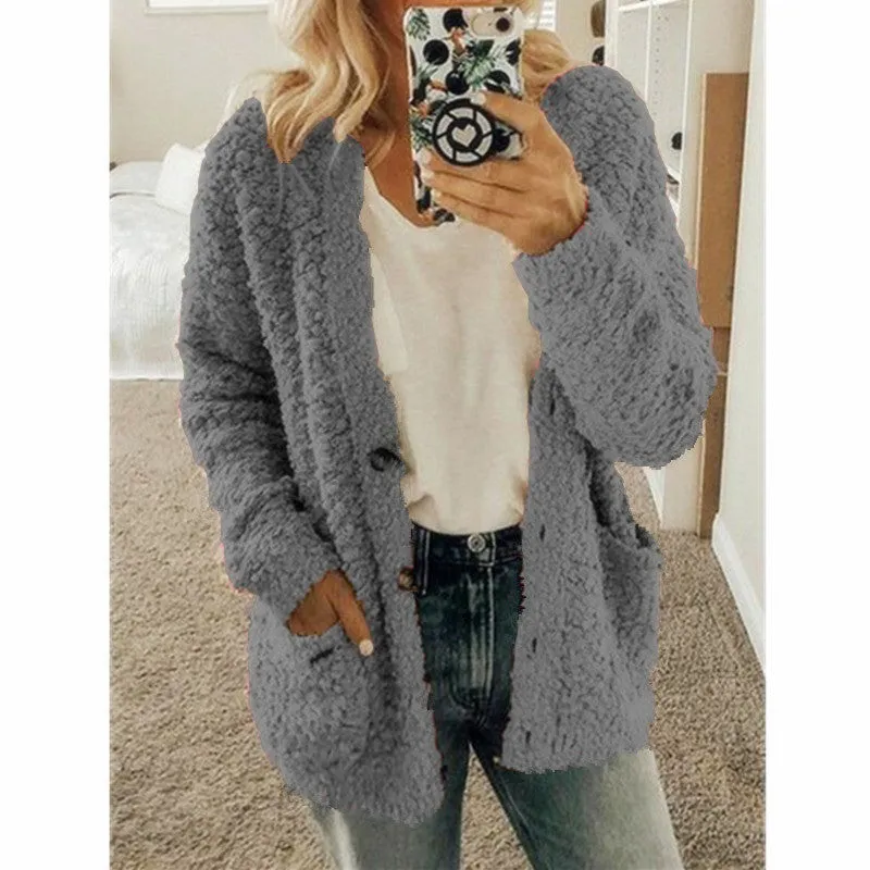 Women's Fashion Casual Sweater Jacket Plus Size Top Pink Color Coats