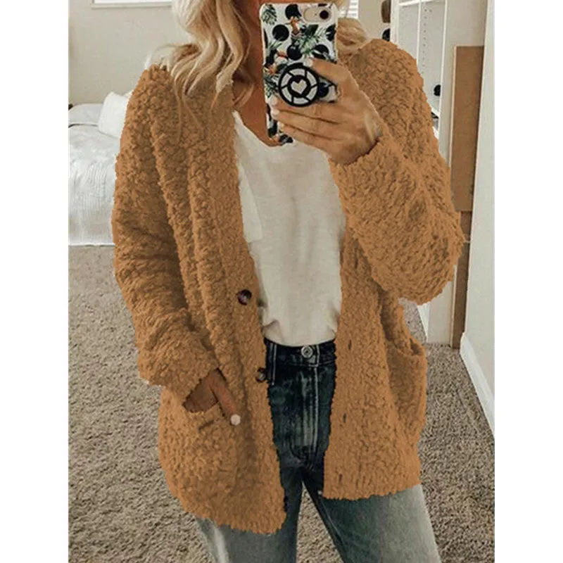 Women's Fashion Casual Sweater Jacket Plus Size Top Pink Color Coats