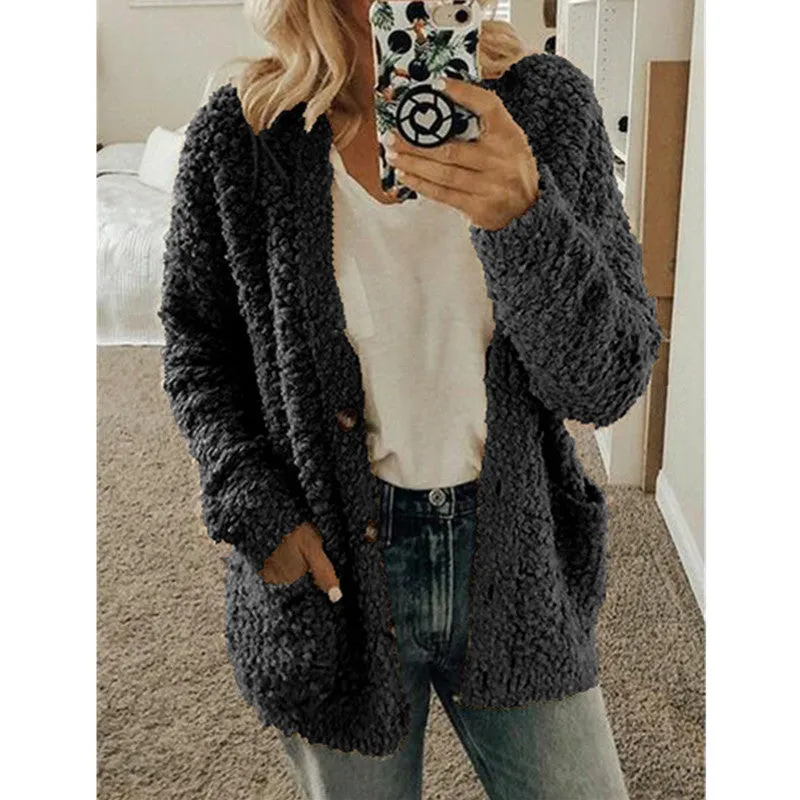 Women's Fashion Casual Sweater Jacket Plus Size Top Pink Color Coats