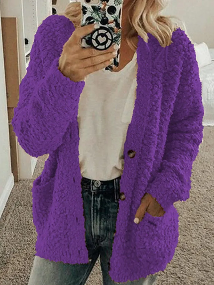 Women's Fashion Casual Sweater Jacket Plus Size Top Pink Color Coats